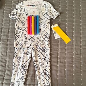 Tahari Kids Color Me Pajama Set - White with Markers